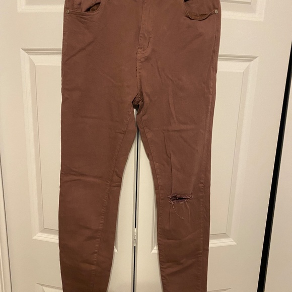 Womens' High Rise Skinny Rose Colored Jeans by Blue Asphalt Sz. L - Picture 1 of 16